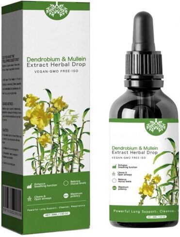 2024 أحدث طراز Dendrobium & Mullein مستخلصات العشبية الدعم القوي للرئة ، Mullein قطرات للرئتين ، 30 مل ، إسقاط 1-2ml في وقت واحد ， 1ounce (صندوق من 1) جوهر العناية العشبية (1) in Saudi Arabia