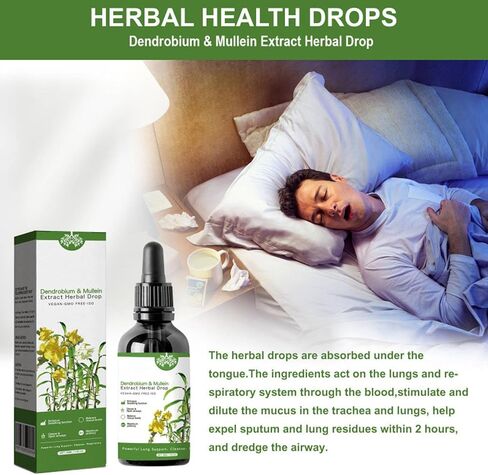 2024 أحدث طراز Dendrobium & Mullein مستخلصات العشبية الدعم القوي للرئة ، Mullein قطرات للرئتين ، 30 مل ، إسقاط 1-2ml في وقت واحد ， 1ounce (صندوق من 1) جوهر العناية العشبية (1) in Saudi Arabia