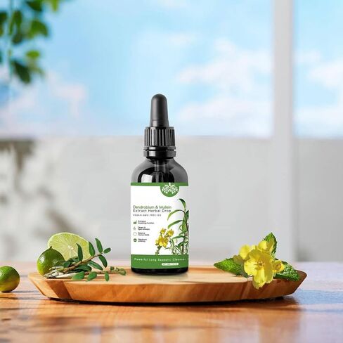 2024 أحدث طراز Dendrobium & Mullein مستخلصات العشبية الدعم القوي للرئة ، Mullein قطرات للرئتين ، 30 مل ، إسقاط 1-2ml في وقت واحد ， 1ounce (صندوق من 1) جوهر العناية العشبية (1) in Saudi Arabia