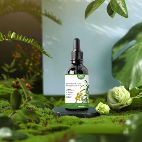2024 أحدث طراز Dendrobium & Mullein مستخلصات العشبية الدعم القوي للرئة ، Mullein قطرات للرئتين ، 30 مل ، إسقاط 1-2ml في وقت واحد ， 1ounce (صندوق من 1) جوهر العناية العشبية (1) in Saudi Arabia