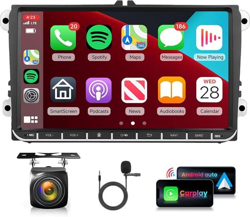 2G+64G Android Car Stereo with Wireless Apple CarPlay Android Auto for VW Passat Jetta Golf TOURAN SEAT, Podofo 9" HD Touchscreen Bluetooth Radio with Two USB GPS WiFi HiFi Audio SWC Backup Camera in Saudi Arabia
