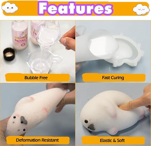 Taba Squishy Maker 2 Hamster Silicone Molds+Gel+Kits Fufu Squish Making Pack in Kuwait