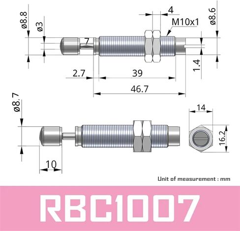 RB Shock Absorber RB0604 RB0805 RB0806 RB1007 RB1006 RB1411 RB1412 RB2015 RB2725 With Cap RBC1007 RBC2725 RBC2015 RBC0806 1Pcs(RB1411) in Saudi Arabia