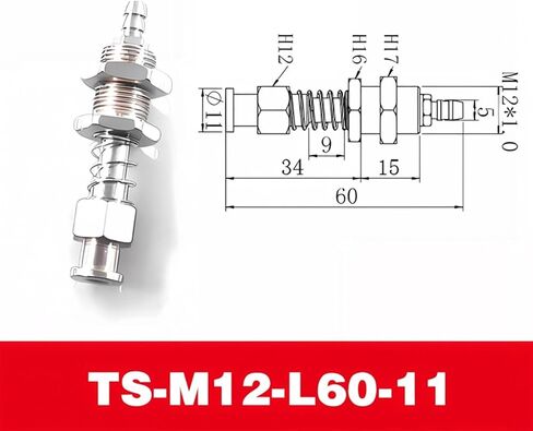 TS Metal Pneumatic Vacuum Suction Cup Metal Buffer Connecting Rod 1Pcs(TS-M12-L60-11) in Saudi Arabia