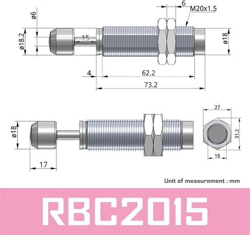 RB Shock Absorber RB0604 RB0805 RB0806 RB1007 RB1006 RB1411 RB1412 RB2015 RB2725 With Cap RBC1007 RBC2725 RBC2015 RBC0806 1Pcs(RB1411) in Saudi Arabia