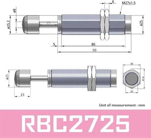 RB Shock Absorber RB0604 RB0805 RB0806 RB1007 RB1006 RB1411 RB1412 RB2015 RB2725 With Cap RBC1007 RBC2725 RBC2015 RBC0806 1Pcs(RB1411) in Saudi Arabia