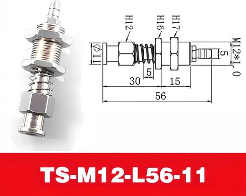TS Metal Pneumatic Vacuum Suction Cup Metal Buffer Connecting Rod 1Pcs(TS-M12-L60-11) in Saudi Arabia