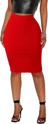 Women's Knee Length Pencil Skirt - High Waisted Leopard Cheetah Print Bodycon Summer Casual Tight Work Skirts in Saudi Arabia