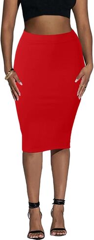 Women's Knee Length Pencil Skirt - High Waisted Leopard Cheetah Print Bodycon Summer Casual Tight Work Skirts in Saudi Arabia