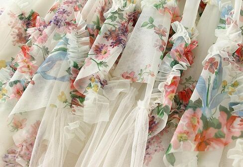 تول تول الزهور النسائية طبقات طرفية Flowy Fairy Midi Skirt High Weist Tutu A-Line Mashion Renaissance Skirt in Kuwait
