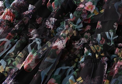تول تول الزهور النسائية طبقات طرفية Flowy Fairy Midi Skirt High Weist Tutu A-Line Mashion Renaissance Skirt in Kuwait