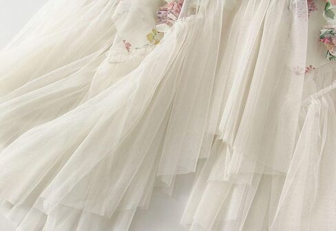 تول تول الزهور النسائية طبقات طرفية Flowy Fairy Midi Skirt High Weist Tutu A-Line Mashion Renaissance Skirt in Kuwait