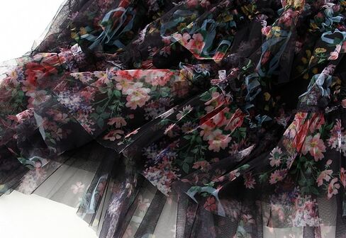 تول تول الزهور النسائية طبقات طرفية Flowy Fairy Midi Skirt High Weist Tutu A-Line Mashion Renaissance Skirt in Kuwait