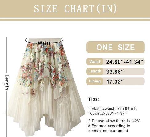 تول تول الزهور النسائية طبقات طرفية Flowy Fairy Midi Skirt High Weist Tutu A-Line Mashion Renaissance Skirt in Kuwait