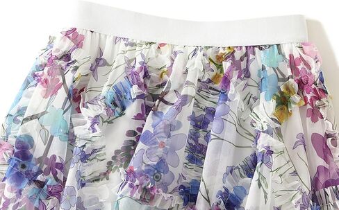 تول تول الزهور النسائية طبقات طرفية Flowy Fairy Midi Skirt High Weist Tutu A-Line Mashion Renaissance Skirt in Kuwait