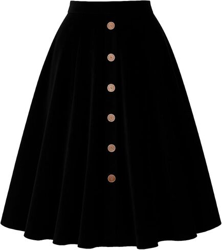 ThePirateDressing Women's Vintage Retro 1950s Velvet High Waist A-Line Flared Midi Skirt with Pockets in Saudi Arabia