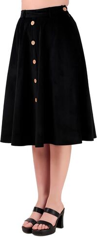 ThePirateDressing Women's Vintage Retro 1950s Velvet High Waist A-Line Flared Midi Skirt with Pockets in Saudi Arabia