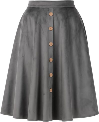 ThePirateDressing Women's Vintage Retro 1950s Velvet High Waist A-Line Flared Midi Skirt with Pockets in Saudi Arabia