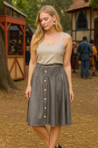 ThePirateDressing Women's Vintage Retro 1950s Velvet High Waist A-Line Flared Midi Skirt with Pockets in Saudi Arabia
