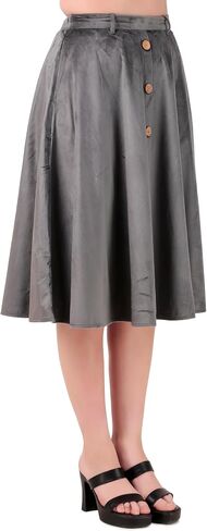 ThePirateDressing Women's Vintage Retro 1950s Velvet High Waist A-Line Flared Midi Skirt with Pockets in Saudi Arabia