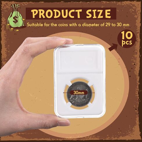 10 Pcs 38mm Coin Slab Display Holder Storage Case for Morgan, Peace, IKE Silver 38mm Dollar Coin, Clear Acrylic Cases for Coin Organize and Collection in Kuwait