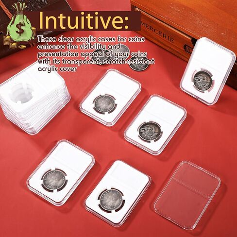 10 Pcs 38mm Coin Slab Display Holder Storage Case for Morgan, Peace, IKE Silver 38mm Dollar Coin, Clear Acrylic Cases for Coin Organize and Collection in Kuwait