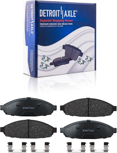 Detroit Axle - Brake Kit for 2003-2011 Ford Crown Victoria Mercury Grand Marquis حفر ودوارات الفرامل المحفورة ومنصات الفرامل السيراميك 2004 2005 2006 2007 2008 2008 2010 البديل الأمامي والخلفي in Saudi Arabia
