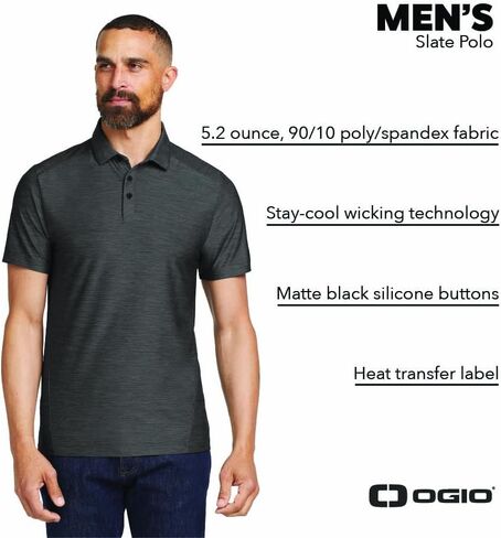 OGIO Unisex Slate Polo | Moisture Wicking Polo Shirt for Men & Women, Summer Golf Clothing, Casual Work Shirt in Saudi Arabia