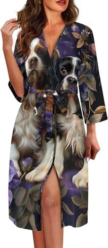 Womens Robe with Waist Belt Sleepwear Soft Long Sleeve Nightgowns for Women Casual Calf Length Nightwear in Saudi Arabia