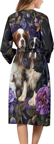 Womens Robe with Waist Belt Sleepwear Soft Long Sleeve Nightgowns for Women Casual Calf Length Nightwear in Saudi Arabia