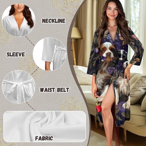 Womens Robe with Waist Belt Sleepwear Soft Long Sleeve Nightgowns for Women Casual Calf Length Nightwear in Saudi Arabia