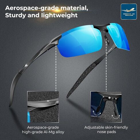 DADA-PRO Polarized Sunglasses Men Sport Driving Sun Glasses Ultralight Al-Mg Mirrored Shades UV400 Protection in Saudi Arabia