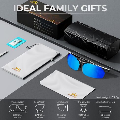 DADA-PRO Polarized Sunglasses Men Sport Driving Sun Glasses Ultralight Al-Mg Mirrored Shades UV400 Protection in Saudi Arabia