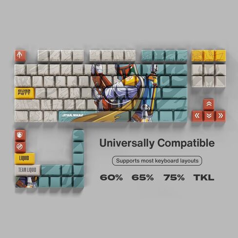 أغطية مفاتيح Team Liquid Star Wars Dark Side PBT Dye Sublimation Keycaps للوحة مفاتيح الألعاب الميكانيكية، ومفاتيح Cherry MX، وطباعة جانبية مخصصة، ودعم ANSI ISO، تخطيط أمريكي in Kuwait