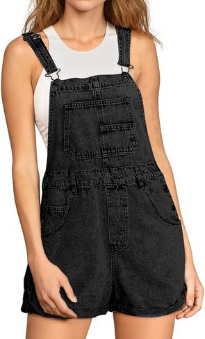 Glamaker Denim Overall Shorts for Women Casual Denim Romper Jean Short Overalls Loose Fit Denim Jumpsuit Summer Outfits in Kuwait