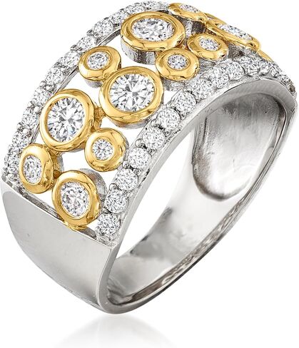 Ross-Simons 1.06 ct. t.w. CZ Open-Space Bubble Ring in 2-Tone Sterling Silver in Saudi Arabia