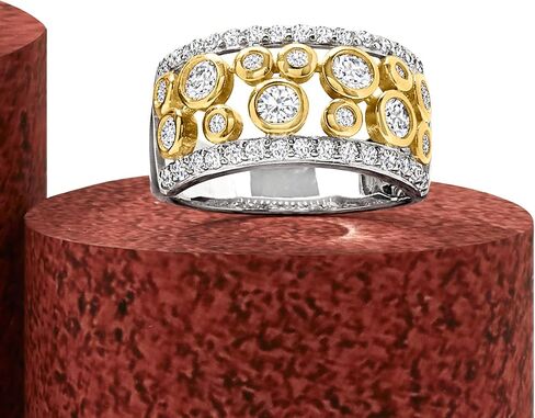 Ross-Simons 1.06 ct. t.w. CZ Open-Space Bubble Ring in 2-Tone Sterling Silver in Saudi Arabia