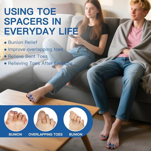 Silicone Toe Separators For Women Men 2pcs Big Toe Straightener Pads Bunion Corrector Protector Relieve Foot Pain Toes Overlapping Breathable Soft Day/Night in Saudi Arabia