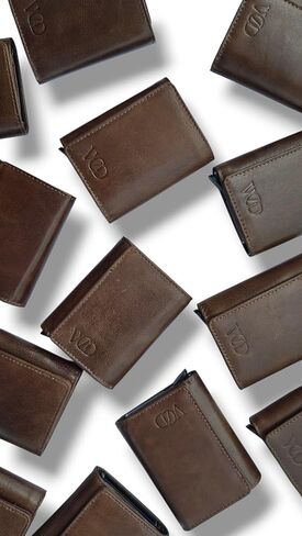 Leather Wallet for Men 8 Card Slots, Pop-up Button & Push Lock System Trifold Leather Wallet with RFID Blocking. in Saudi Arabia