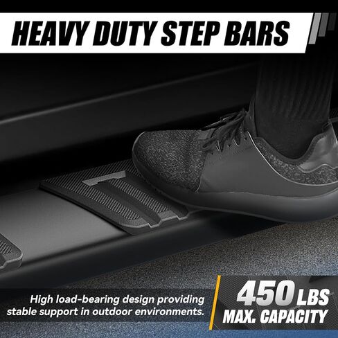 لوحات تشغيل مسطحة من سلالة السيارات متوافقة مع 2009-2014 Ford F-150 Super Crew Cab ، قضبان Nerf Step Step Step Aluminium ، قضبان خطوة 6 بوصات ، مسحوق أسود مغلف in Kuwait