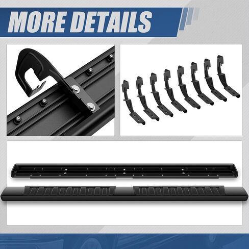 سلالة السيارات 6 "لوحات الجري للشاحنة 2007-2019 تشيفي سيلفرادو GMC Sierra 1500 2500 3500 طاقم CREW CAB (استبعاد الديزل) ، حانات السكك الحديدية الجانبية للألومنيوم ، شريط خطوة سوداء. in Kuwait