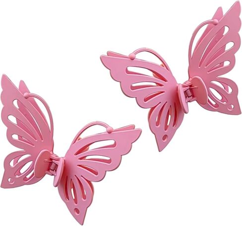 Lovely Pink Butterfly Curtain Tiebacks 2Pcs - SiegYma Cute Girlie Bedroom Curtain Holdbacks, Decorative Drapery Clips, Wall-Friendly Bow Tiebacks for Drapes (Pink) in Kuwait