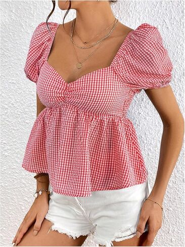 Sweatyrocks المرأة الحبيبة العنق الحبيبة ثبة النفخة بلوزة بلوزة peplum in Saudi Arabia