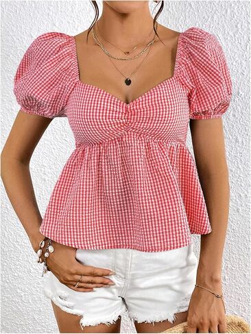 Sweatyrocks المرأة الحبيبة العنق الحبيبة ثبة النفخة بلوزة بلوزة peplum in Saudi Arabia