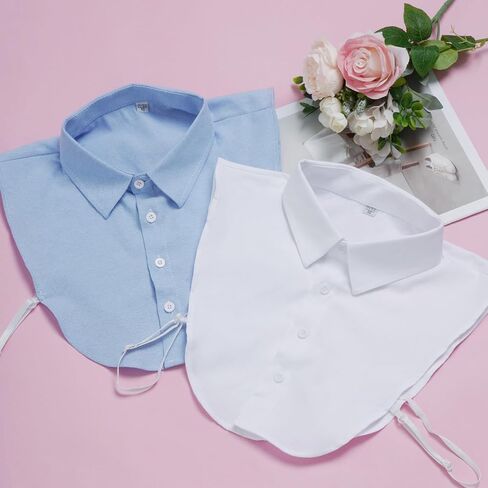 2 Pcs Fake Collar Detachable Dickey Collar Faux False Collar Half Shirts for Women Graduation Daily Wear in Saudi Arabia