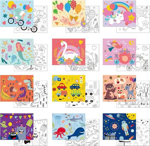 AUREUO 12 Pc Pre Drawn Canvas to Paint for Adults - 8x10 Inch Preprinted Stretched Canvas for Painting with Design - Stenciled Theme Canvas for Party Favor Sip and Paint Supplies National Landscapes in Saudi Arabia