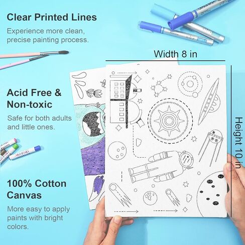 AUREUO 12 Pc Pre Drawn Canvas to Paint for Adults - 8x10 Inch Preprinted Stretched Canvas for Painting with Design - Stenciled Theme Canvas for Party Favor Sip and Paint Supplies National Landscapes in Saudi Arabia