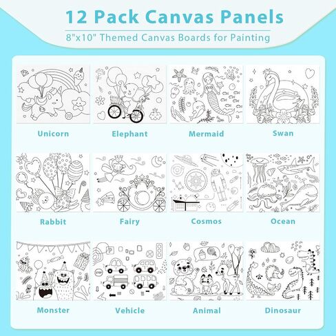 AUREUO 12 Pc Pre Drawn Canvas to Paint for Adults - 8x10 Inch Preprinted Stretched Canvas for Painting with Design - Stenciled Theme Canvas for Party Favor Sip and Paint Supplies National Landscapes in Saudi Arabia
