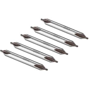 Auniwaig 5pcs Center Drill HSS-6542 Countersink Lathe Bit Mill Tool, 3.5mm x 8mm Combined Drills Plain Type A, Combined Countersinks Drills Set Tool Silver