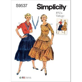 Simplicity Misses' Blouse and Skirt Sewing Pattern Kit, Code S9537, Sizes 14-16-18-20-22, Multicolor
